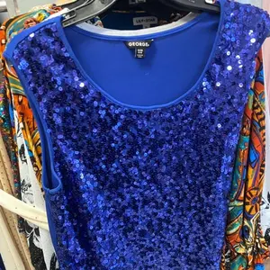 George blue sequin top