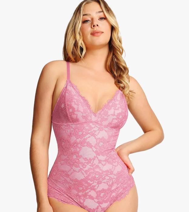 Popilush Lace Smooth V-Neck Shapewear Bodysuit Official  Elegant-LIVE