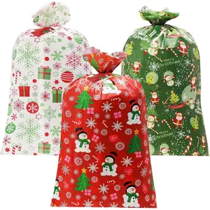Large Christmas  Bags - 3 count  Christmas Bags 56"x36" - Big Santa  Bags for Giant Gifts - Heavy Duty Plastic Xmas Bags for Presents