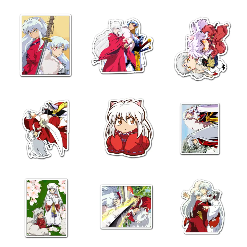 Inuyasha and Sesshomaru Sticker Pack 9 PCS Vinyl, Anime Car Wall Kid Phone Book Stickers, Funny Sticker Decal Decor