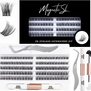 Lashes 120 Individual Lashes Clusters Eyelash Extensions DIY Wispy Fluffy Lash Extension Kit with Applicator and Lash Bond and Seal False Eyelashes Natural Look Mix 10-16mm C D Curl- Makeup Cosmetic Eyelashes Extensions