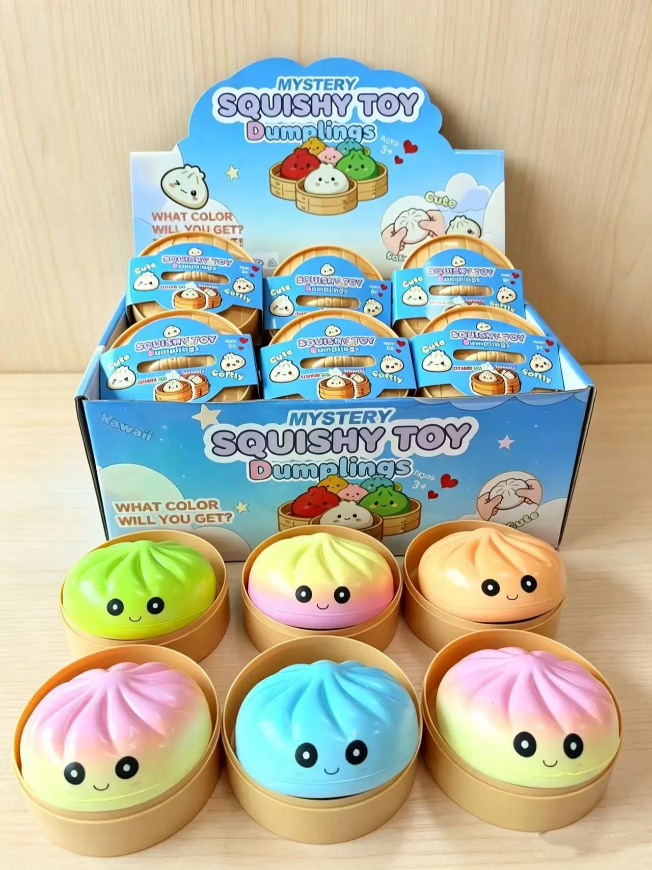 12-Piece Unisex Kawaii Soft Squeeze Smiling Face Slow-Rising Squishy Pack - Mystery Blind Box, Stress Relief Squishy, Decompression Squeeze Fidget Toy, Sensory Gift for Kids