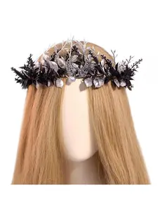 Black Fairy Crown - Fairy Woodland Headpiece, Forest Flower Headband, Black Fairy Crown, Women's Renaissance Period Halloween Medieval Party Costume Role Play