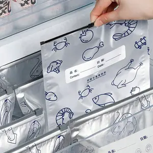 Reusable Aluminum Foil Sealable Storage Bags, Resealable Vacuum Zipper Pouches for Food, Stand Up Foil Bags with Label and Zip Lock