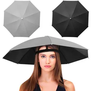 Umbrella Hat Pack of 2 -Fishing Umbrella Hat Folding Adjustable Sun Rain Cap,Anti-UV Waterproof Hands Free Umbrellas