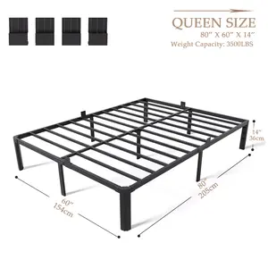 【Deal】XUKIL 14Inch Heavy Duty Metal Platform Bed Frames-3500LBS,Storage Space,Easy Assembly,No Box Spring Needed,Noise-Free Sturdy Steel Slats