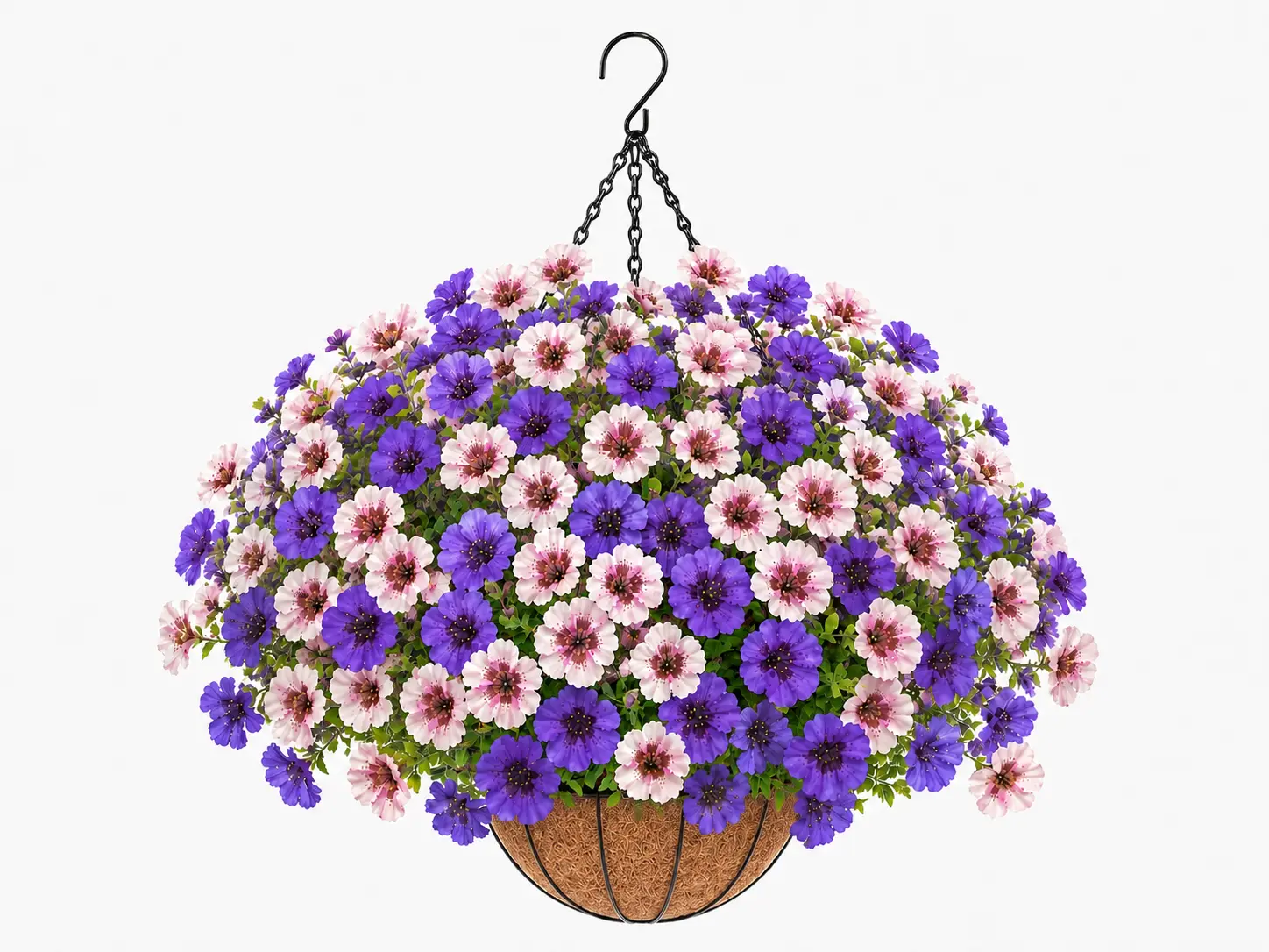 (Special color) Artificial Hanging Flower Basket for Outdoors,UV Resistant Faux Flowers with Hanging Basket & Greenery,Outdoor Spring Decor for Yard,Patio, Porch,Balcony