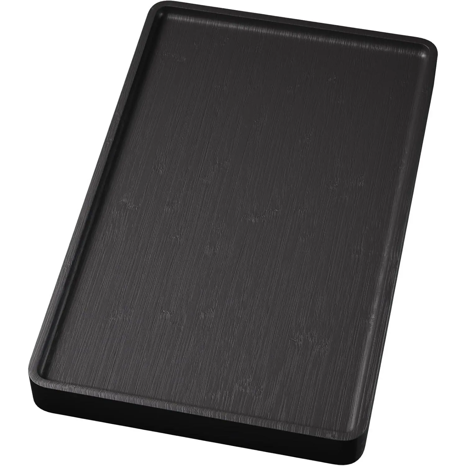 VERTORGAN Bamboo Serving Tray - 15.8x9.8 Inch Decorative Tableware Platter for Coffee Table, Home Decor, Mini Charcuterie & Cheese Boards (Black)