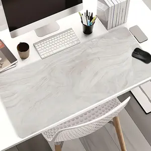 Light Gray Marble Mouse Pads Extra Large Computer Desk Top Mat, Non - Slip Rubber Base & Stitched Edge, Minimalist Office Accessory for Home and Work, Office Desk Accessories