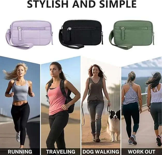 Wristlet Wallet 2nd Gen Women's Waterproof Nylon Key chain Wallet wallet bag Wristlet Wallets for Women Nylon Quilted Wallet with 3 Zipper Purse for T