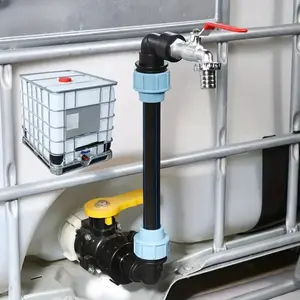 4inch Ibc Tote Barrel Height Increase Kit, Pe Pipe Fittings, Elbow Connector, Faucet Adapter, Thread Sealant for Water Storage, Gardens, Farms