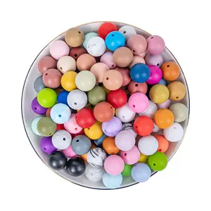 15mm Solid Silicone Round Beads Mixed-50pcs (color random)