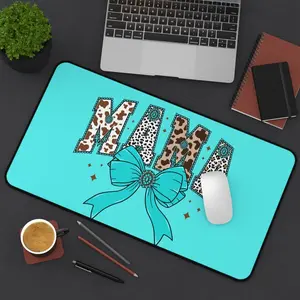 Mama Desk Mat Mama Gaming Mat Mama Mouse Pad Western Mom Gift For Mama For Her Home Office Decor Country Aesthetic Leopard Print Teal PC Mat