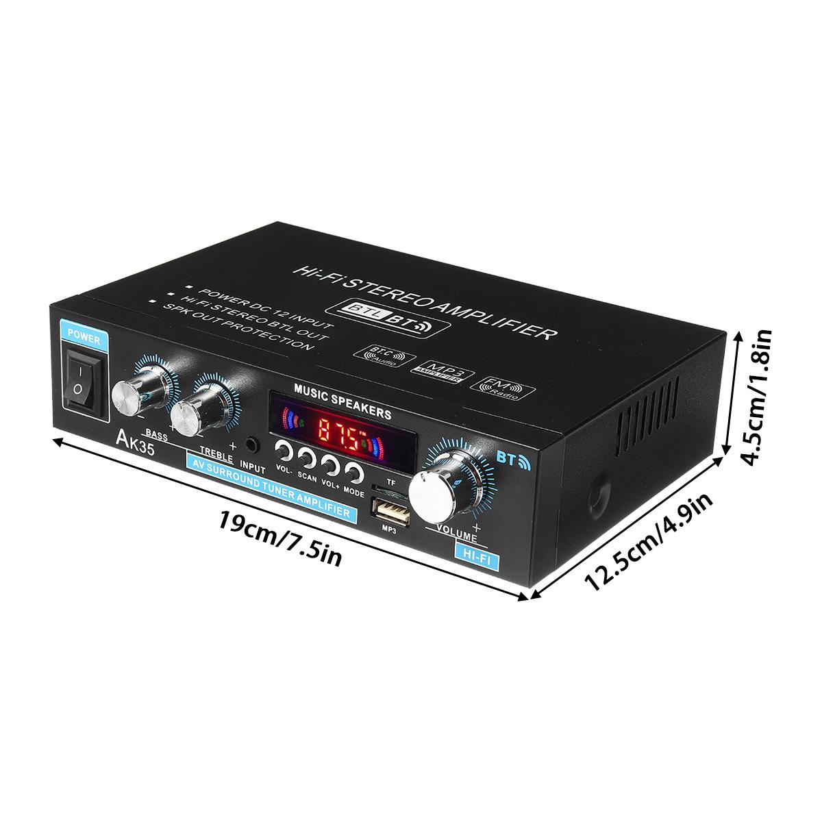 30W+30W Digital HIFI Power Amplifier bluetooth 5.0 USB FM TF Card Stereo Home Theater Car Audio 110V AMP with Remote Control - US PLUG