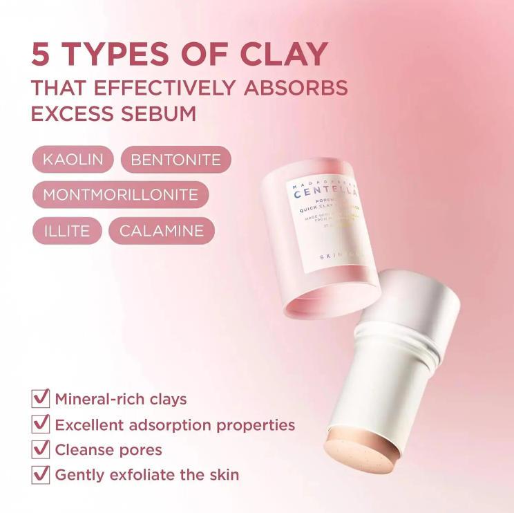 2PCS [SKIN1004] Madagascar Centella Pore Care Clay Mask Stick 27g | K-Beauty Clay Mask | Centella Asiatica Pore Care & Deep Cleansing | For Refined, Smooth Skin
