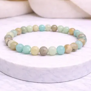 Brazilian Amazonite Stone Bracelet 6mm Natural Crystal Beads for Peace & Emotional Balance Handmade Healing Energy Jewelry