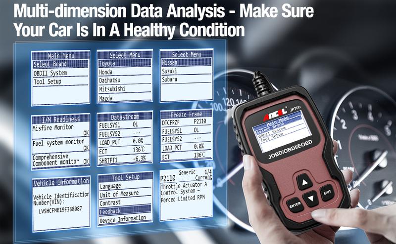 ANCEL JP700 Japanese Car Code Reader JOBD Scanner, Automotive Diagnostic Tool, Check Engine Light OBDII Diagnostic Scan Tool Turn off MIL for Toyota, Nissan, Mazda, Honda, Suzuki, Subaru, Daihatsu, Mitsubishi