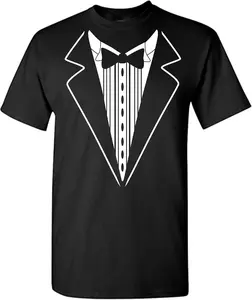 [100% Cotton] Tuxedo Homecoming Formal Graduation Prom Costume New Years Eve Tux T Shirt Casual Soft