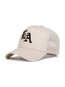 Unisex La Letter Mesh Baseball Cap, Premium Quality Cap, Adjustable Outdoor Sun Protection Hat, Casual Fitted Woven Fabric for Spring & Fall Travel, Outdoor Hats