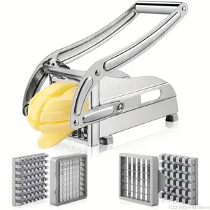 Stainless Steel Fruit Cutter, 1 Set Vegetable Cutter Including 4 Blades, Potato Chipper, French Fries Cutter, Vegetable Chopper, Kitchen AccessoriesC32FixEasyHardware
