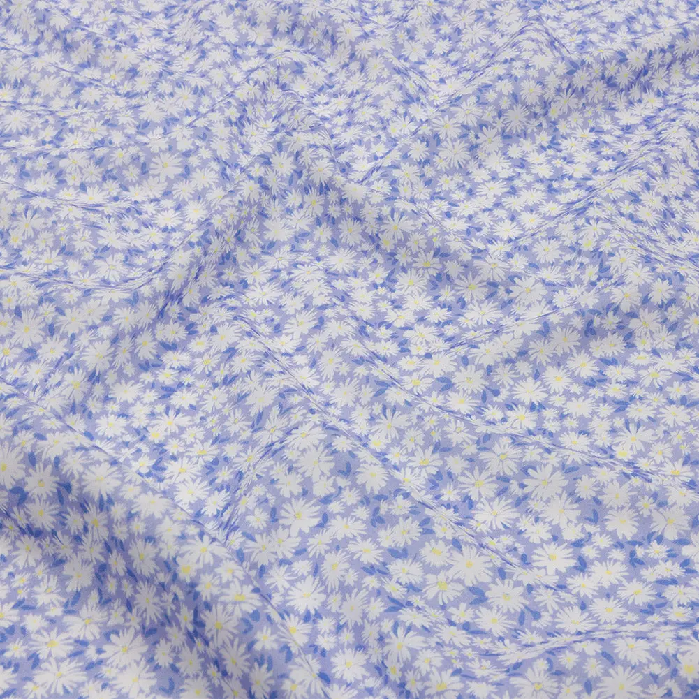 Cotton Voile - Periwinkle and White Floral - Sunday in the Park Print - Mood Exclusive Secret Garden Collection