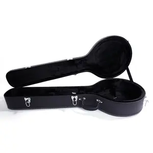 Flower Dance 5-String 6-String Microgroove Pattern Leather Wood Banjos Case Black Portable Durable Protection for Summer Labor Day Weekend