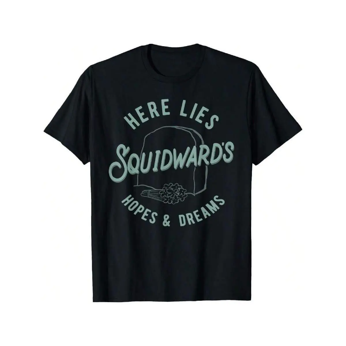 SpongeBob SquarePants Graphic Tee - "Here Lies Squidward's Hopes & Dreams" Funny Cartoon Print Shirt for Men & Women, Soft Cotton Crew Neck T-Shirt for Casual Wear & Nostalgic Gift Breathable Fabric