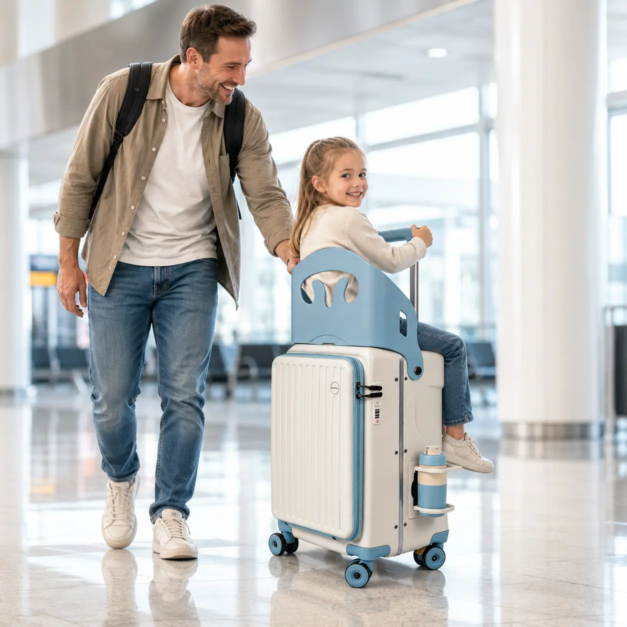 Toddler Travel Ride On Luggage, Rideable Kids Carry On Suitcase, 360° Spinner Wheels Hard Shell Airport Luggage