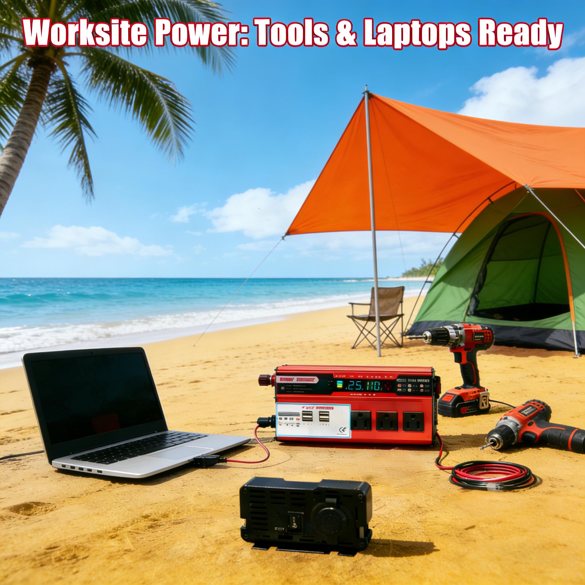 Truck RV Solar Power Inverter 5000W 12V to 24V Pure Sine Wave 4000W Peak Dual AC Sockets USB Hardwire Remote Control for Off Grid Home Solar Setup Reliable DC to AC Converter for Mobile Power Needs