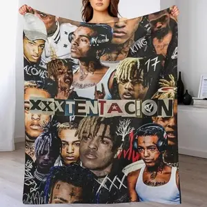Xxxtentacion Cozy Fleece Blanket Soft Warm Stylish Music Fan Throw Blanket Cute Aesthetic Pattern for Bedroom Couch Sofa Travel Outdoor Home Decor Birthday Christmas Gift Available in Multiple Sizes