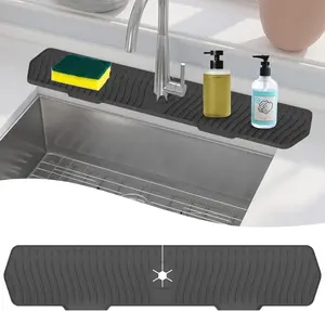 30 inch Sink Splash Guard Mat, Silicone Faucet Mat, Kitchen Faucet Drain Mat, Silicone Faucet Handle Drip Catcher Tray