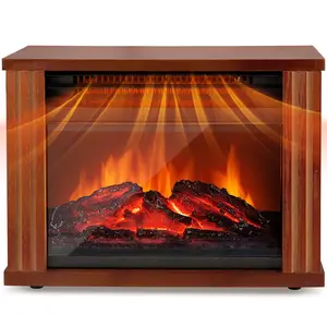 Electric Fireplace Heater, Portable Wood Fireplace Stove with 3D Realistic Dancing Flame Effect, Tabletop Fireplace Space Heater Overheat Protection for Indoor Use Bedroom Office,1500W fireplace heater flame electric