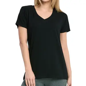 Women's 95% Cotton T-Shirts V Neck Classic Fit Short Sleeve Basic Tee Tops S - XL Regular Size Workout Breathable Casual Lady Womenswear Minimalist