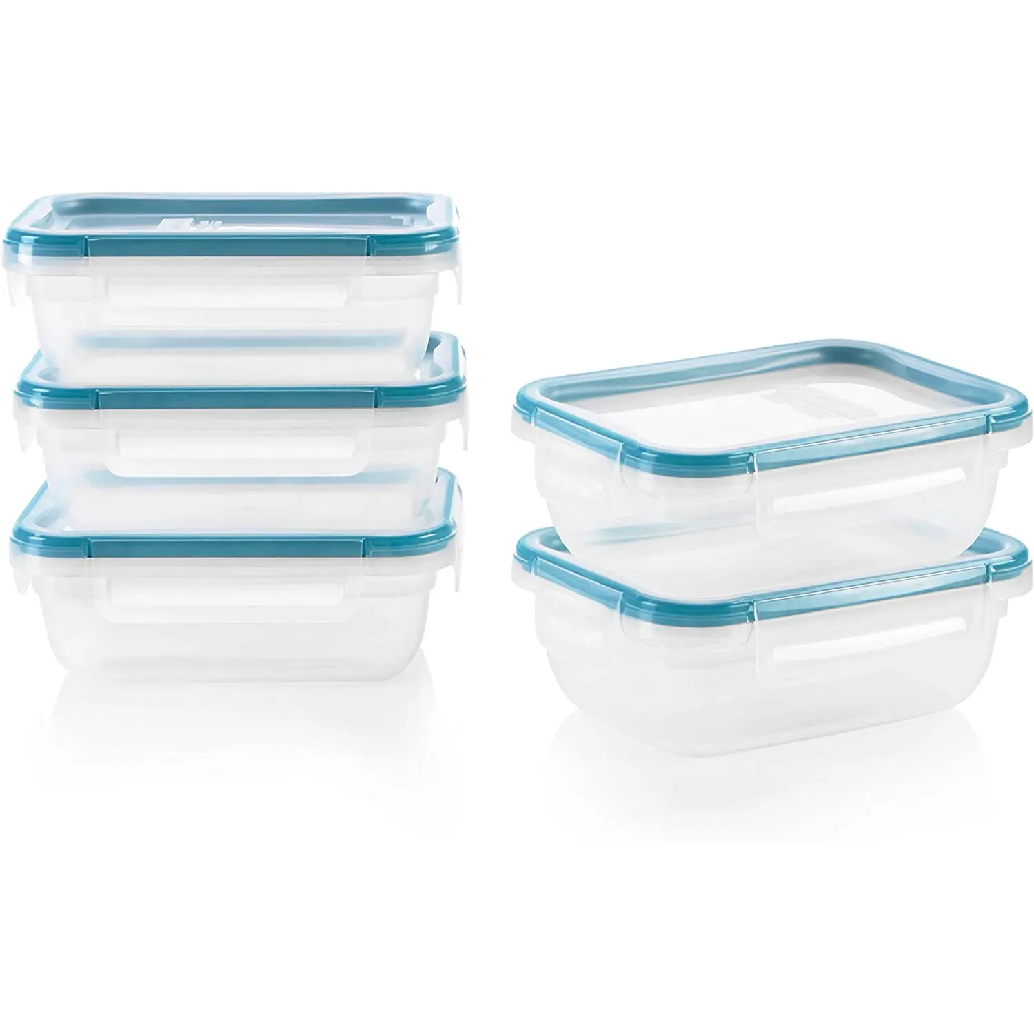 Snapware Total Solution 10-Piece Plastic Food Storage Container Set, 3-Cup Rectangle Meal Prep Containers, Non-Toxic, BPA-Free Lids with 4 Locking Tabs, Safe for Microwave, Dishwasher, and Freezer Use Snapware