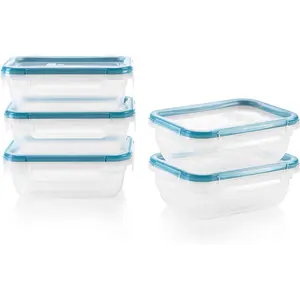 Snapware Total Solution 10-Piece Plastic Food Storage Container Set, 3-Cup Rectangle Meal Prep Containers, Non-Toxic, BPA-Free Lids with 4 Locking Tabs, Safe for Microwave, Dishwasher, and Freezer Use Snapware