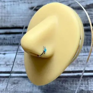 Turquoise Lighting Bolt Hoop Nose Ring