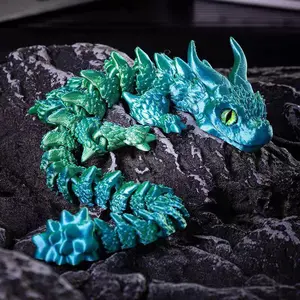 3D Printed Dragon God Jointed Model, Realistic Eyes Craft Ornament, Collectible Gift Item, Unique Handmade Art Piece
