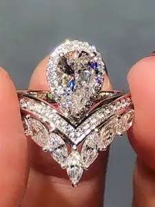 1 PC Gorgeous Cubic Zirconia Ring For Women For Wedding Engagement Party Jewelry Valentine's Day Gift