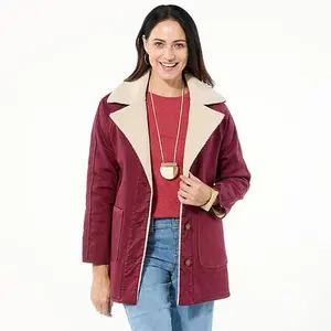 DG2 by Diane Gilman Vintage-Style Denim Sherpa Coat
