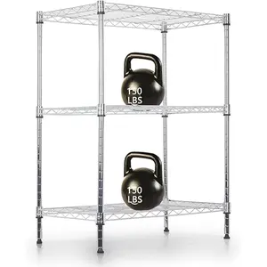 3-Tier Wire Shelving Unit Adjustable Height Wire Shelving Unit, Rack Shelving, Metal Steel Shelves, Garage Organizer, Utility Storage Shelf