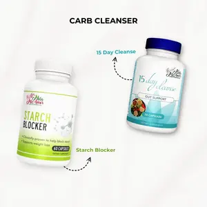 Carb Cleanser | Caffeine Free | 15 Day Cleanse - Gut and Colon Support | Starch Blocker |