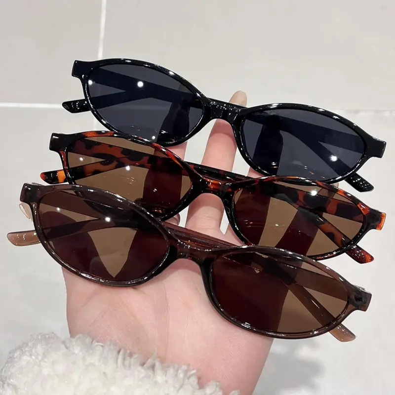 Women's Trendy Tinted Lens Oval Frame Sunglasses, Vintage Casual Sunglasses for Everyday Use, Fashion Accessories for Outdoor Activities, Trendy Beach Eyewear, Stylish Glasses, Trendy Fashion Shades