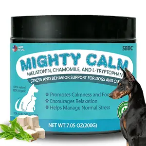 Pet calming chewable tablets for dogs and cats, chicken flavor; a natural supplement that supports emotional stability across all life stages, helps calm behavior, promotes mood balance, and aids relaxation; suitable for training.