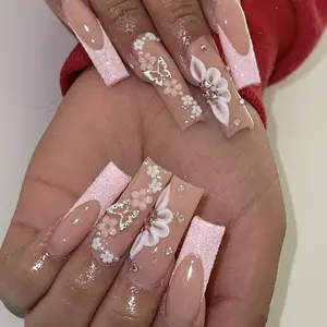 Change Your Nails, 24pcs Nude Press-On Nails with Butterfly Design, Transferable Nail Art, Includes Jelly Glue & Nail File, Perfect for Holidays