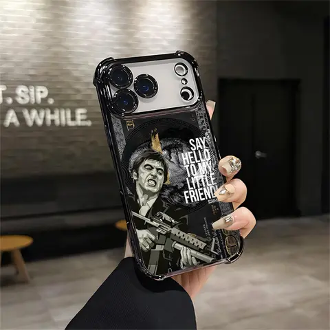 Tony Montana Scarface Scarface "Say Hello to My Little Friend" For iphone 17 16 15 14 13 12 11 X XS PRO PLUS MAX AIR Four CornersAnti-Fall Transparent Casual Soft Silicone PhoneCases Perfect Gift wild pattern high-end fashion Q51