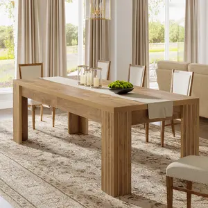 LITTLE TREE  78.7-Inch Large Dining Table for 6-8, Rectangle Farmhouse Kitchen Table with Heavy Duty Legs for Kitchen & Dining & Living Room (Natural)