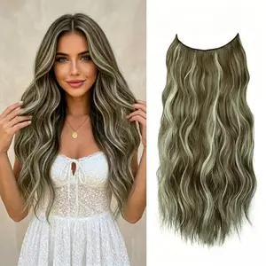 Plodon Ash Blonde Mix Clip in Hair Extensions, 20" Water Wave One-Piece Wig, 180% Density, 4 Clips Secure Fit, Glueless Easy Wear, Cool-Tone Aesthetic, Invisible Lace for Thinning Hair Cover, 2026 New Arrival Viral Style.