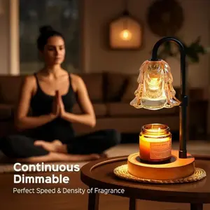 Candle Warmer Lamp with Timer & Dimmer - Adjustable Height, Flame-Free Safety for Scented Jar Candles, Modern Home Decor Night Light Send two halogen light bulbs