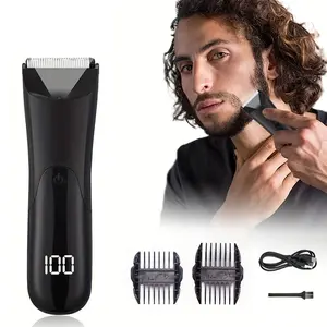 Electric Body Hair Trimmer Kit, 1 Box USB Rechargeable Hair Clipper with LED Spotlight, Men's Grooming Kit, Personal Care Appliances, Cordless Trimmer, Gift for Men