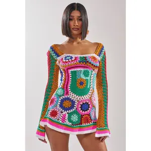 CROCHET ALL DAY COLORBLOCK MINI DRESS